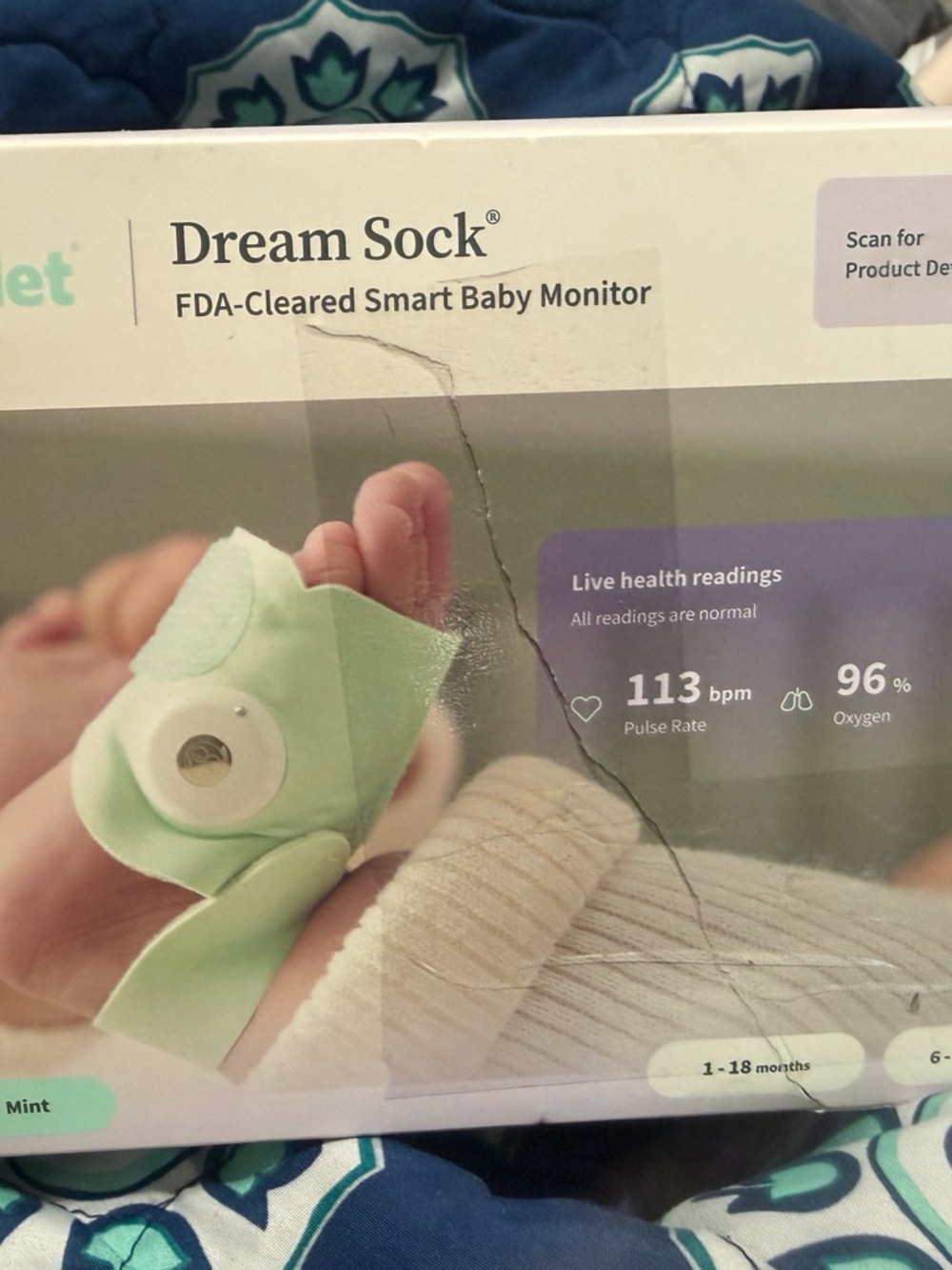 Dream Sock FDA-Cleared Smart Baby Monitor - Mint